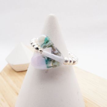 Simply Silver Ring with Pastel Glass Heart 