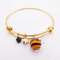 Bee glass bead On a 14K Gold Plated Bangle