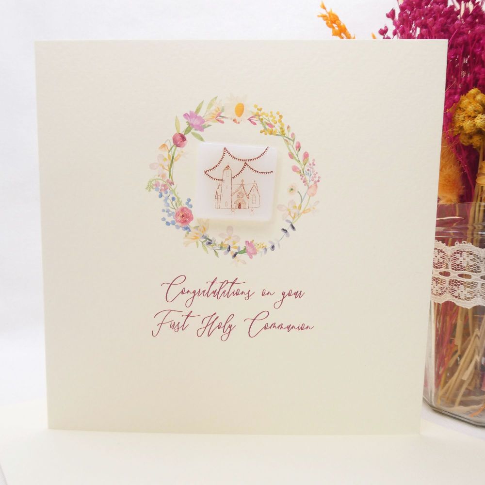 First Holy Communion card- florals
