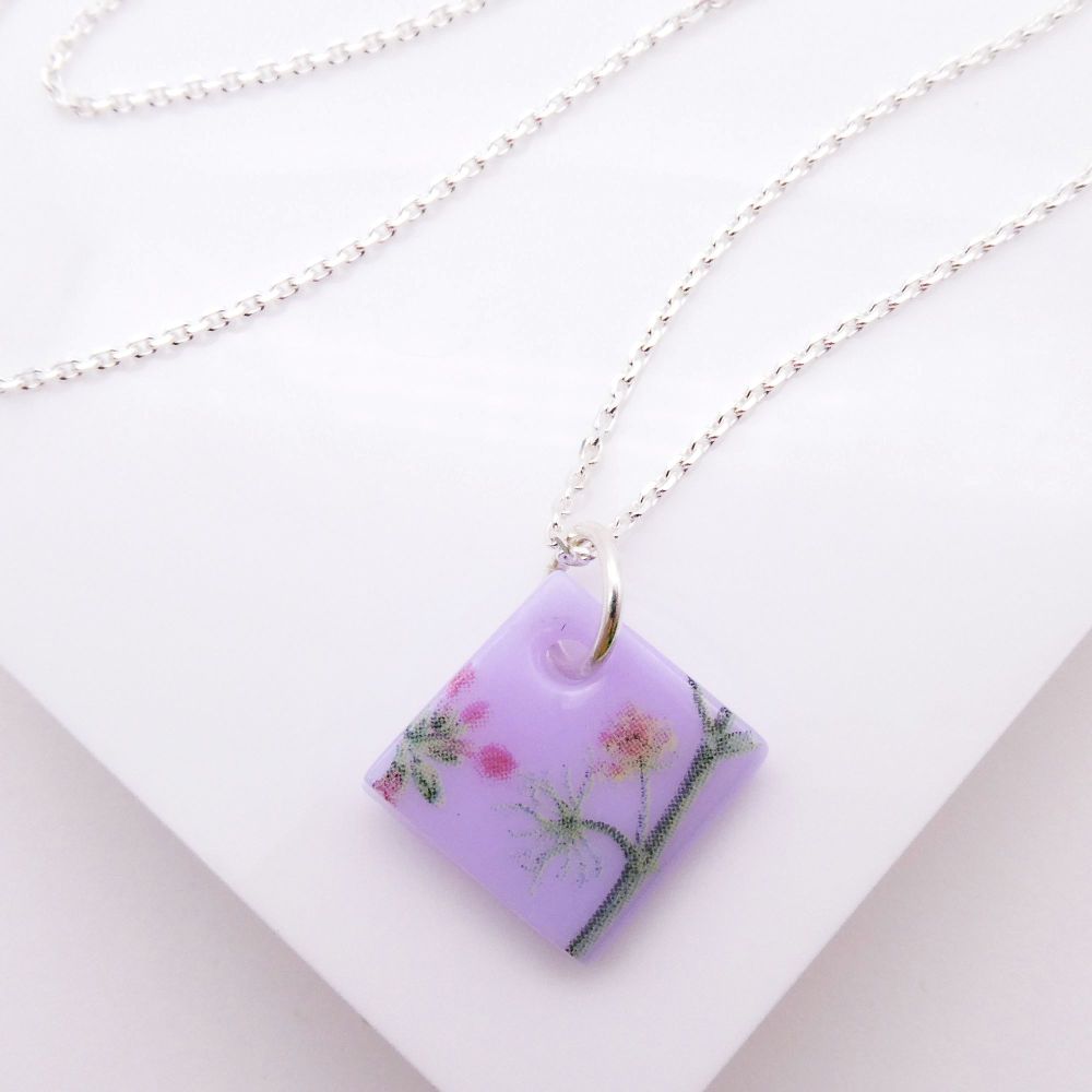 Lilac Glass Tile Necklace