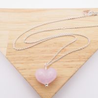 Pink Bauble Glass Heart Necklace