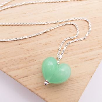 NEW Mint Green Bauble Glass Heart Necklace