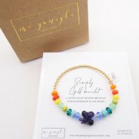 Glass Bow and Multicoloured glass beads on a Gold Filled bracelet