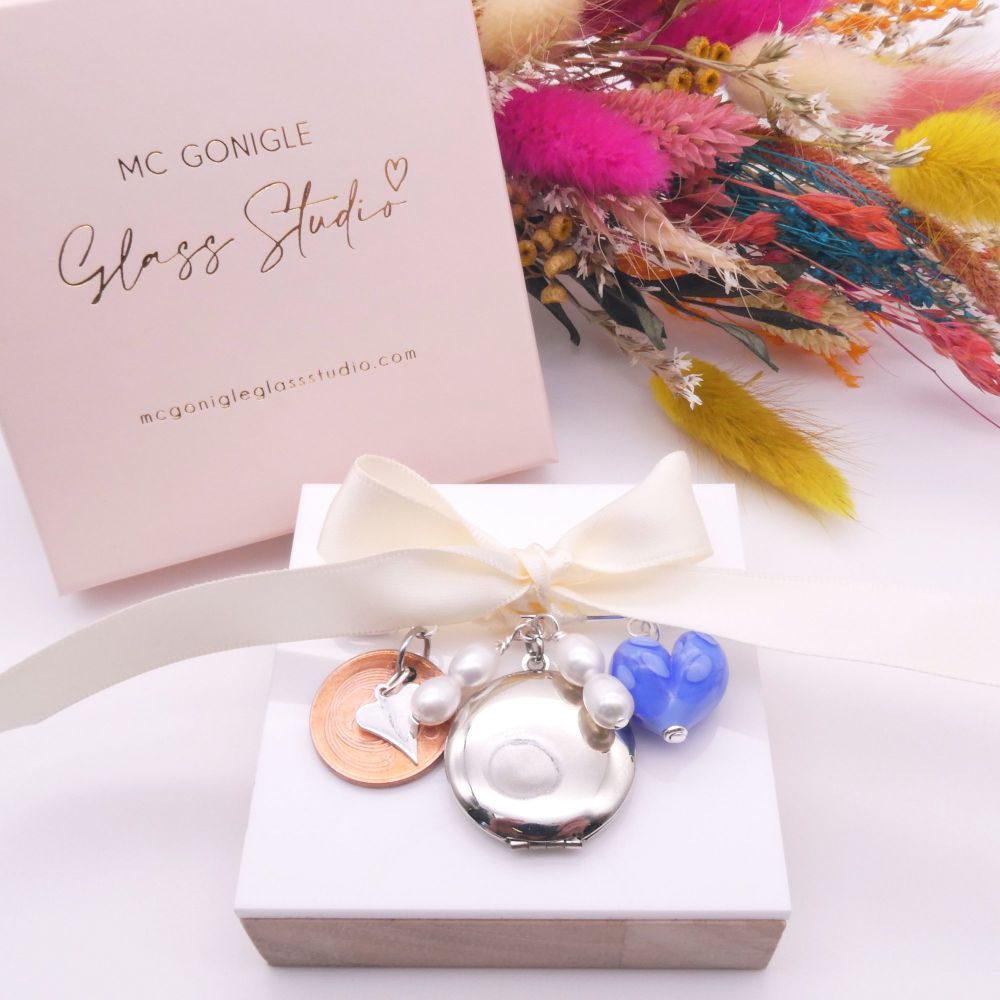 Bridal Wedding Pin With Locket and Silver heart