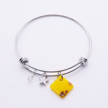 Yellow Tile  On a Silver Plated Bangle