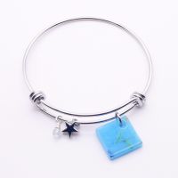 Light Blue Tile  On a Silver Plated Bangle