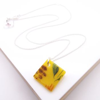 Yellow Glass Tile Necklace