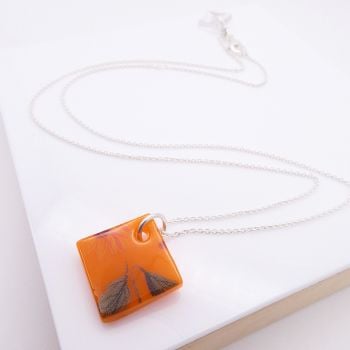 Orange Glass Tile Necklace
