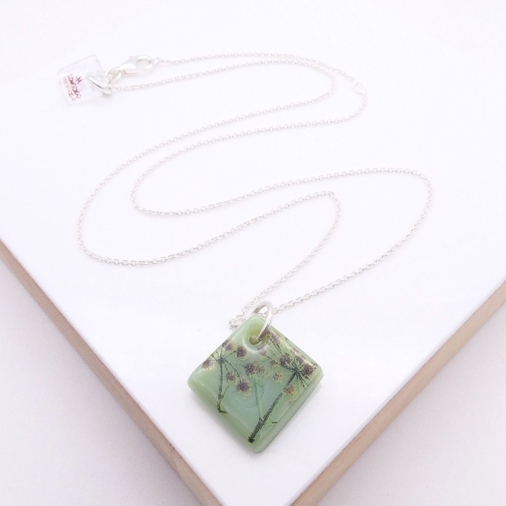 Green Glass Tile Necklace