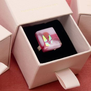Pink Fused Glass Ring