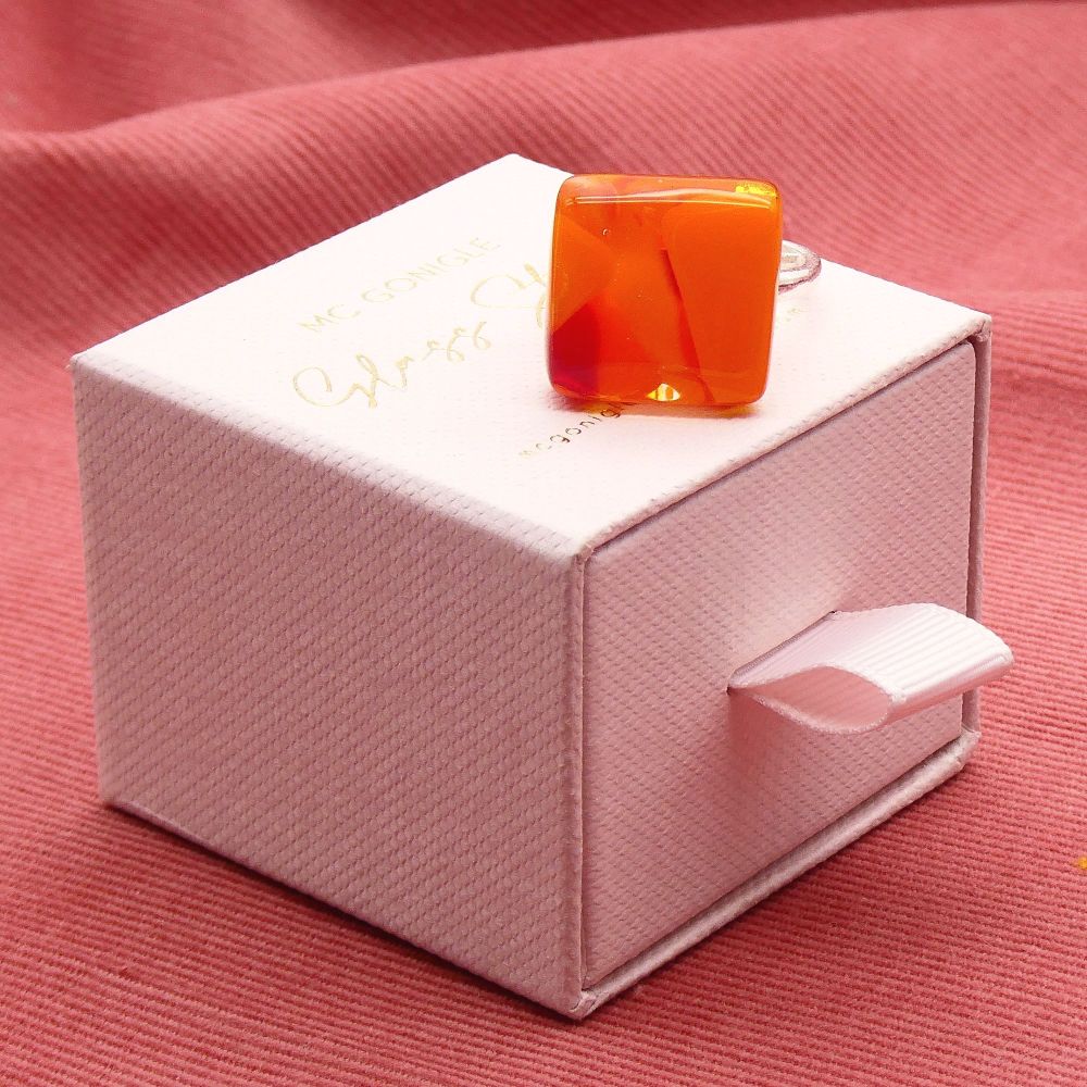 Orange Fused Glass Ring