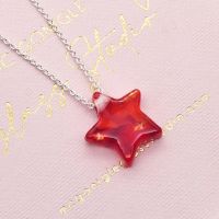 Red and Orange Glass Star -Silver