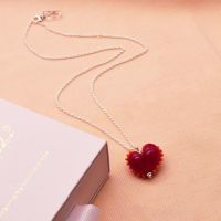 Red and Orange dotty glass Heart Necklace