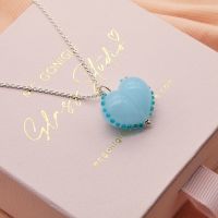 Pastel blue and turquoise dotty glass Heart Necklace