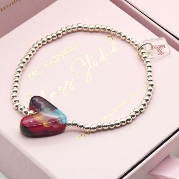 Simply Silver bracelet with Glass Heart #1