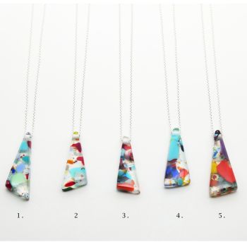 Multicoloured Geo necklace on silver- choose your favourite