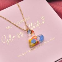 Sherbert glass heart on a  gold filled necklace