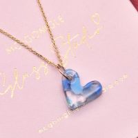 'Azure' glass heart on a  gold filled necklace