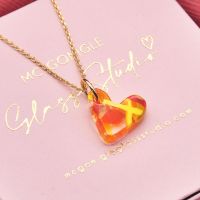 'Summer Sunset' glass heart on a  gold filled necklace