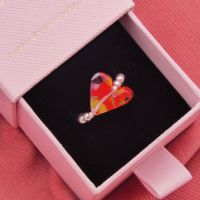 'Sorbet' Glass Heart on a Simply Silver Ring