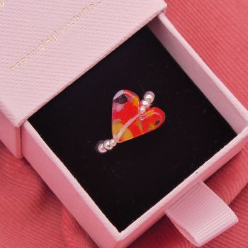 'Sorbet' Glass Heart on a Simply Silver Ring