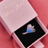 'Sherbert' Glass Heart on a Simply Silver Ring