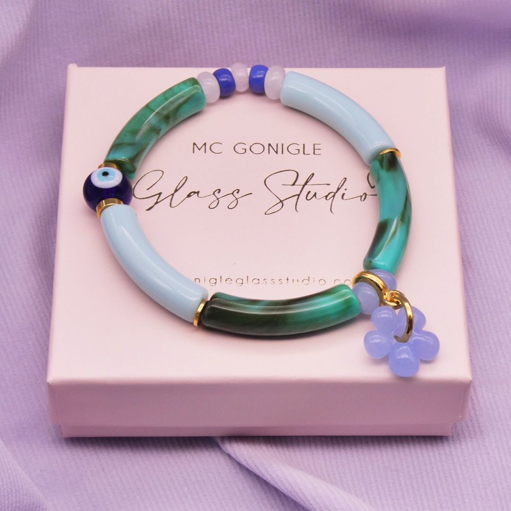 Blue evil eye Tube Bracelet
