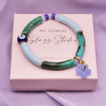 Blue evil eye Tube Bracelet