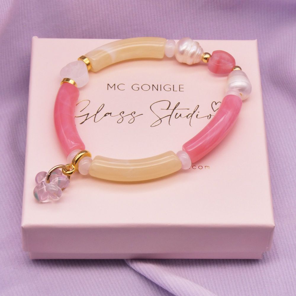 Strawberries and cream Tube Bracelet