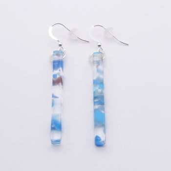 Blue Glass Pillar Earrings