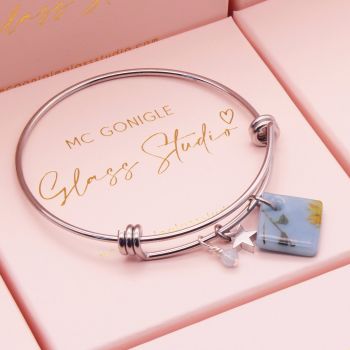 Sky blue Tile  On a Silver Plated Bangle #1