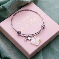 White Tile  On a Silver Plated Bangle