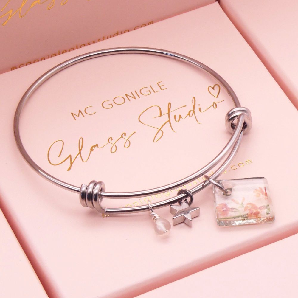 Clear Tile On a Silver Plated Bangle