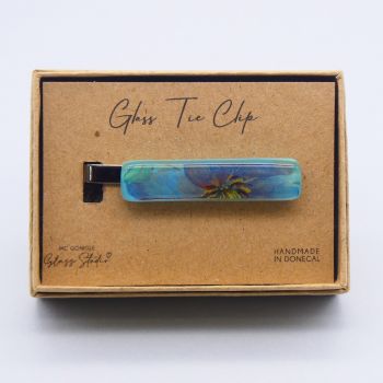 Turquoise and blue Tie Clip- Gunmetal