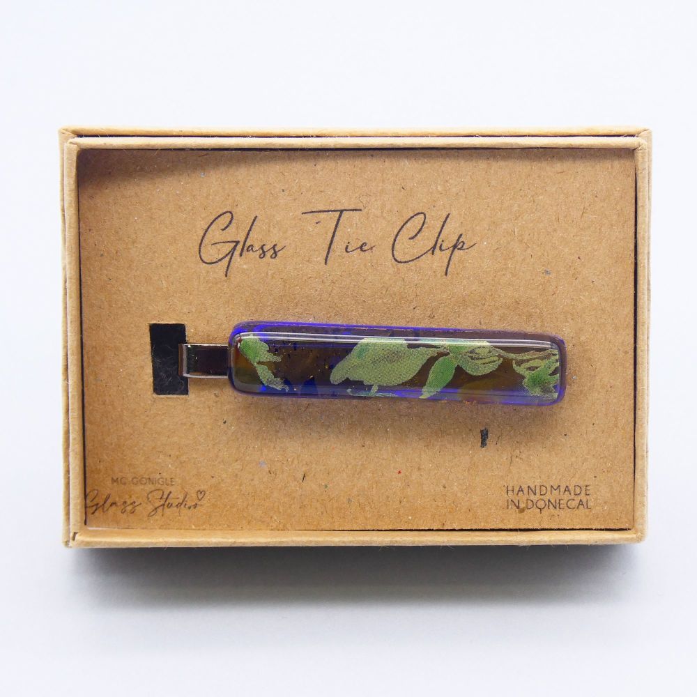Blue Tie Clip- Gunmetal