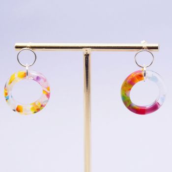 Medium Geo Circle drop earrings- Multicoloured #1