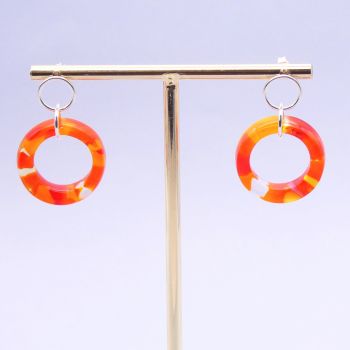 Medium Geo Circle drop earrings- Sunset