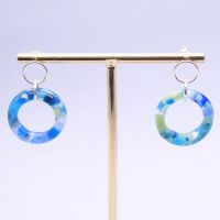 Medium Geo Circle drop earrings- Azure
