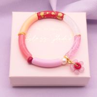 The Red and Pink flower Tube Bracelet