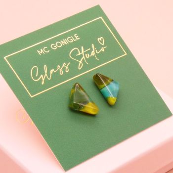 Green and Turquoise geo studs