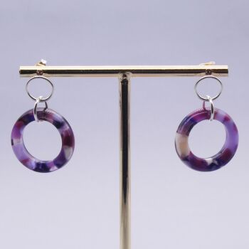 Medium Geo Circle drop earrings- plum and lilac