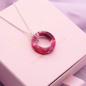 Geo Circle in red and pink glass