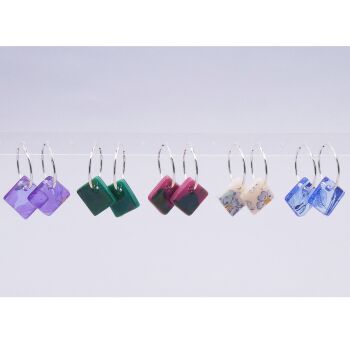 Glass tile Hoop Earrings - Multiple colour options to choose from