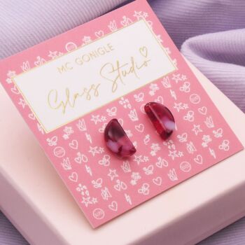 Red and Pink geo circle studs