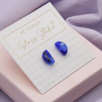 Cobalt Blue geo circle studs