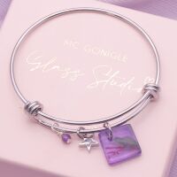 Lavender Tile  On a Silver Plated Bangle