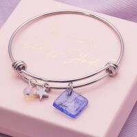 Blue Tile  On a Silver Plated Bangle