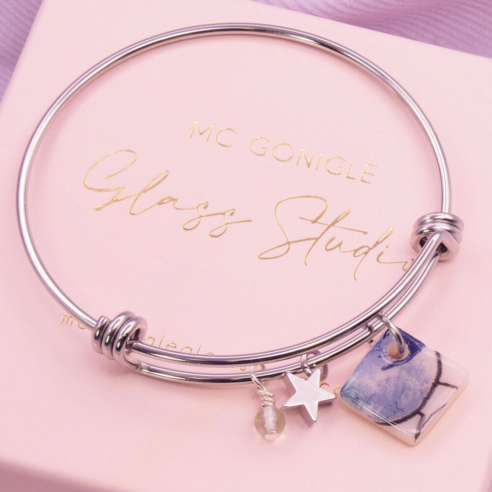 Beige Tile On a Silver Plated Bangle