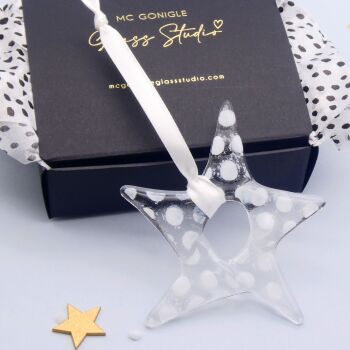 White and Clear Glass Star Decoration