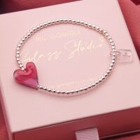 Red and Pink simply silver bracelet